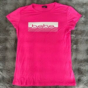 Bebe Graphic Rhinestone Logo Top